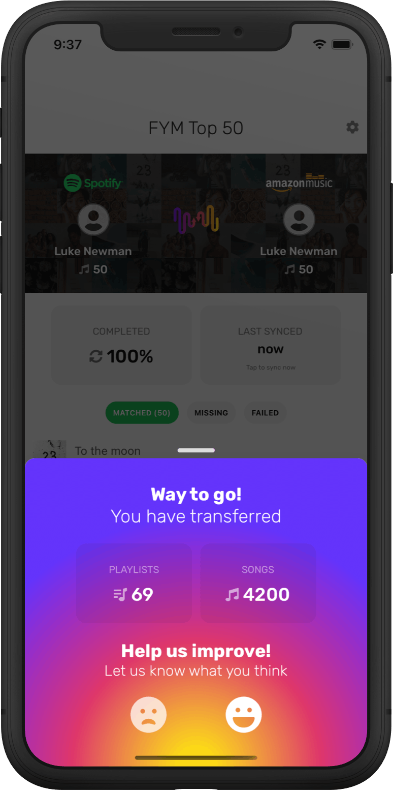 Step 4: Confirm to transfer VK Music playlists and  move it to Boomplay