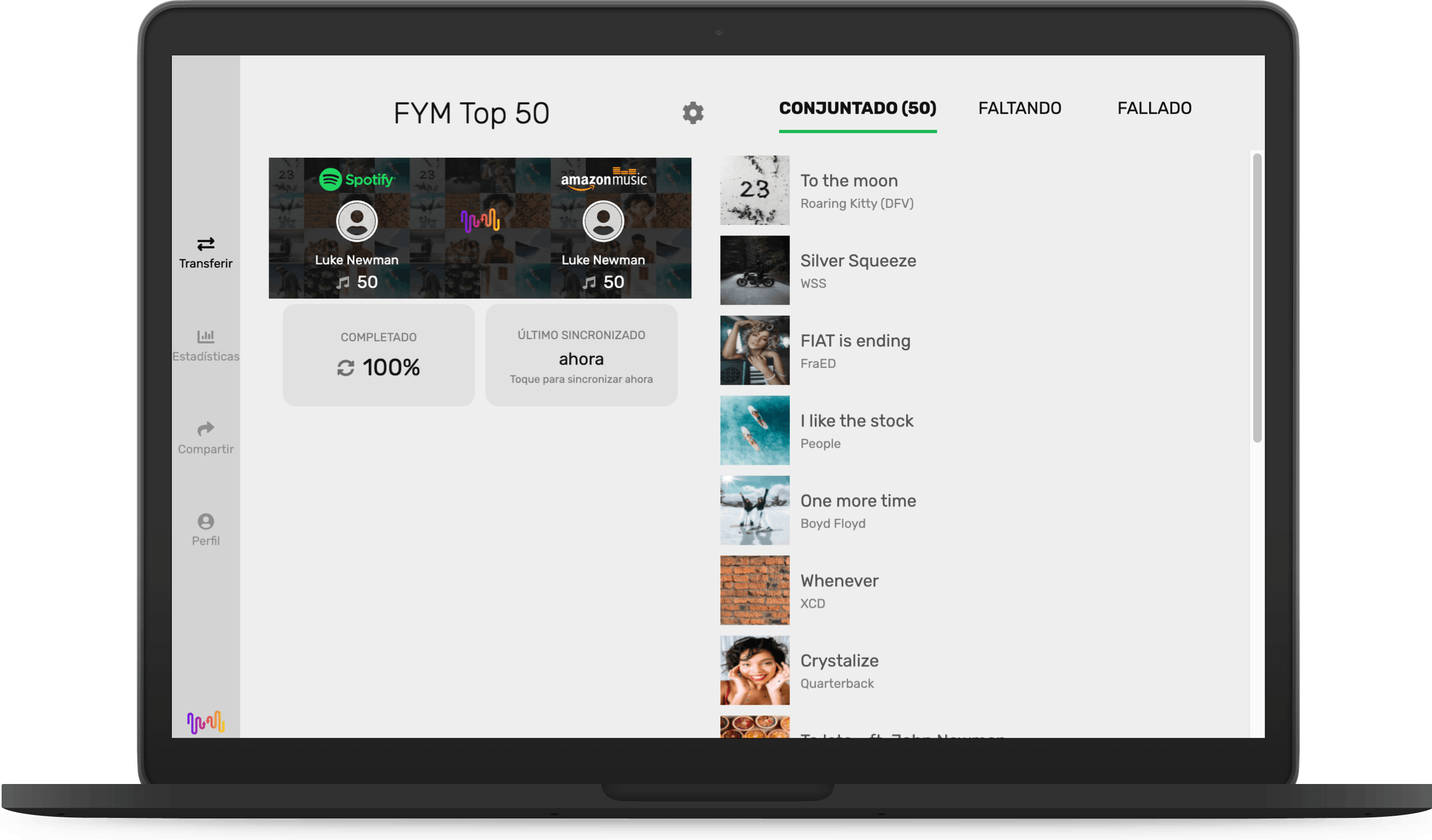 La aplicación FreeYourMusic conjunta con la pantalla del escritorio de las canciones